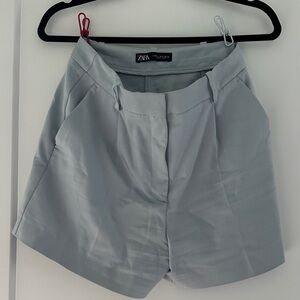 ZARA Light Blue High-Waist Tailored Women's Shorts (M)